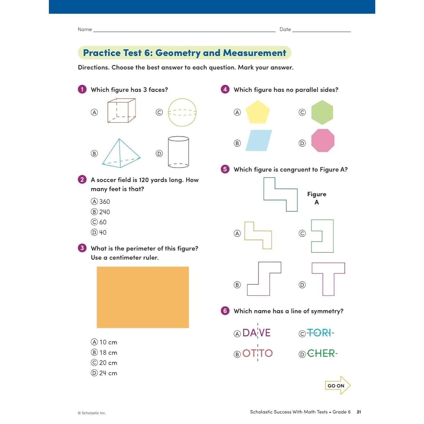 Scholastic Success with Math Tests Grade 6 Workbook