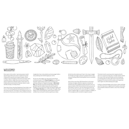 Fantasy World Coloring Book Magic Meadows - Royal Kingdom - Mermaids' Bay: A Creative Voyage with 100 Full-Sized Patterns to Color and Enjoy