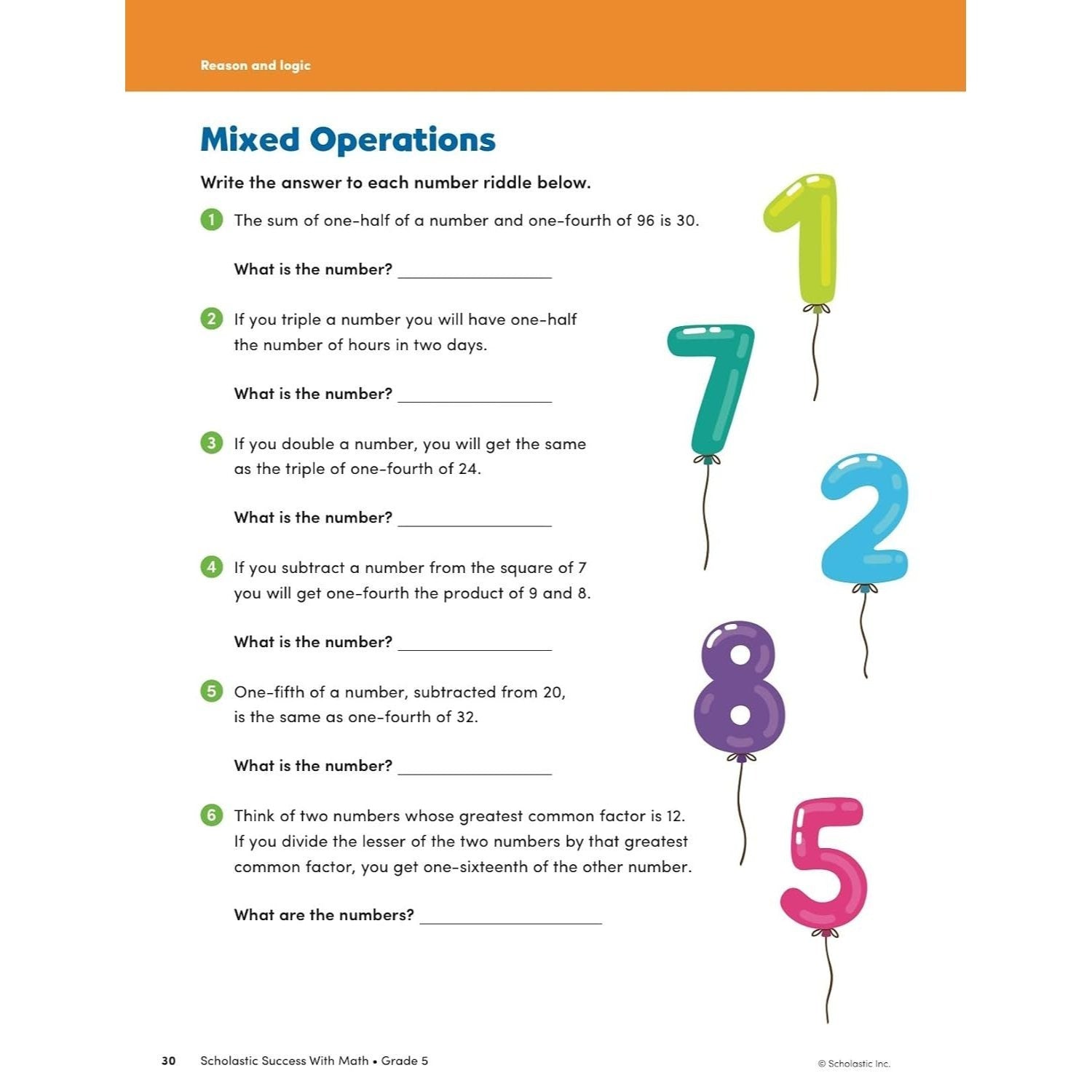 Scholastic Success with Math Grade 5 Workbook