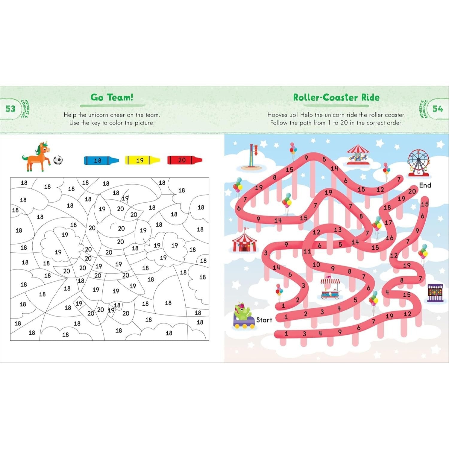 Kindergarten Activity Book Unicorns: 75 Games to Practice Early Reading, Writing, and Math Skills (School Skills Activity Books) (Spiral Bound)