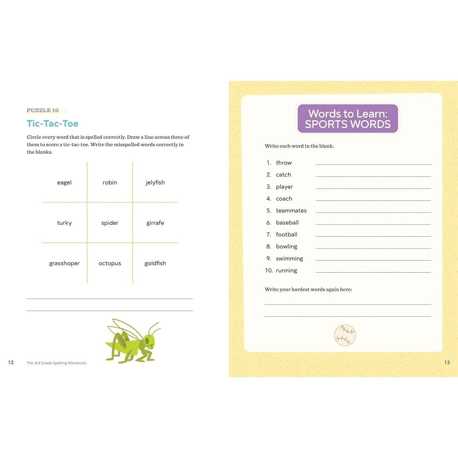 The 3rd Grade Spelling Workbook: 95+ Games and Puzzles to Improve Spelling Skills (Spiral Bound)