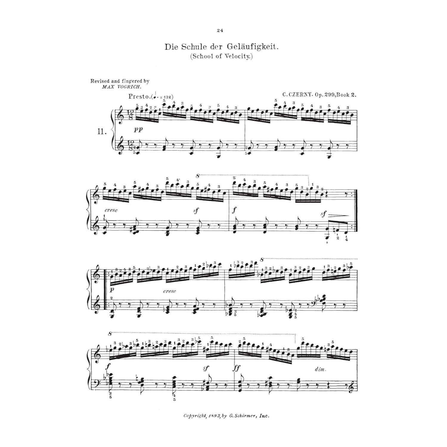 School of Velocity, Op. 299 (Complete)- Schirmer Library of Classics Volume 161 Piano Technique by Carl Czerny (Spiral Bound)