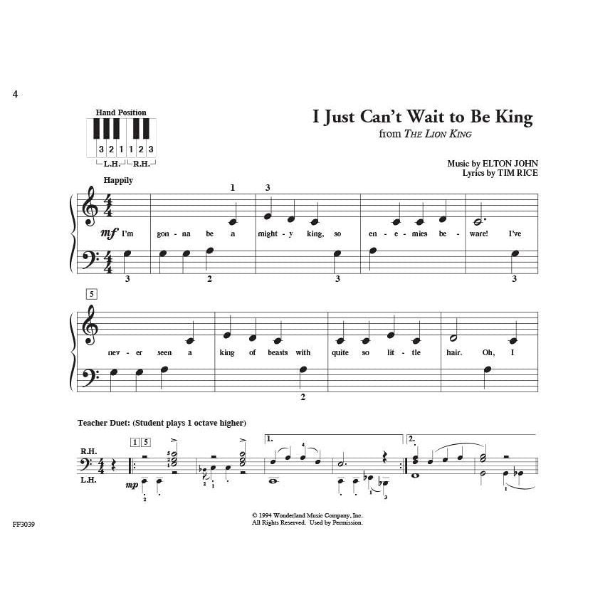 Pretime Piano Disney Beginner Piano Songbook Easy Disney Sheet Music for Kids and Students Primer Level Arrangements from Frozen, the Lion King, Mary