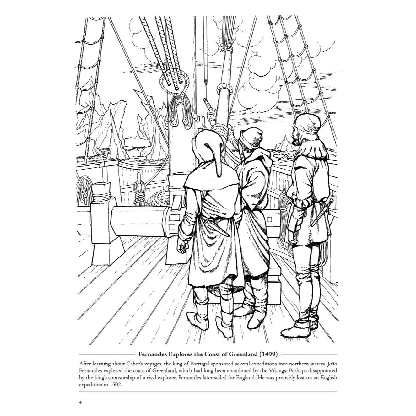 Picture the Past: The Exploration of North America: Historical Coloring Book