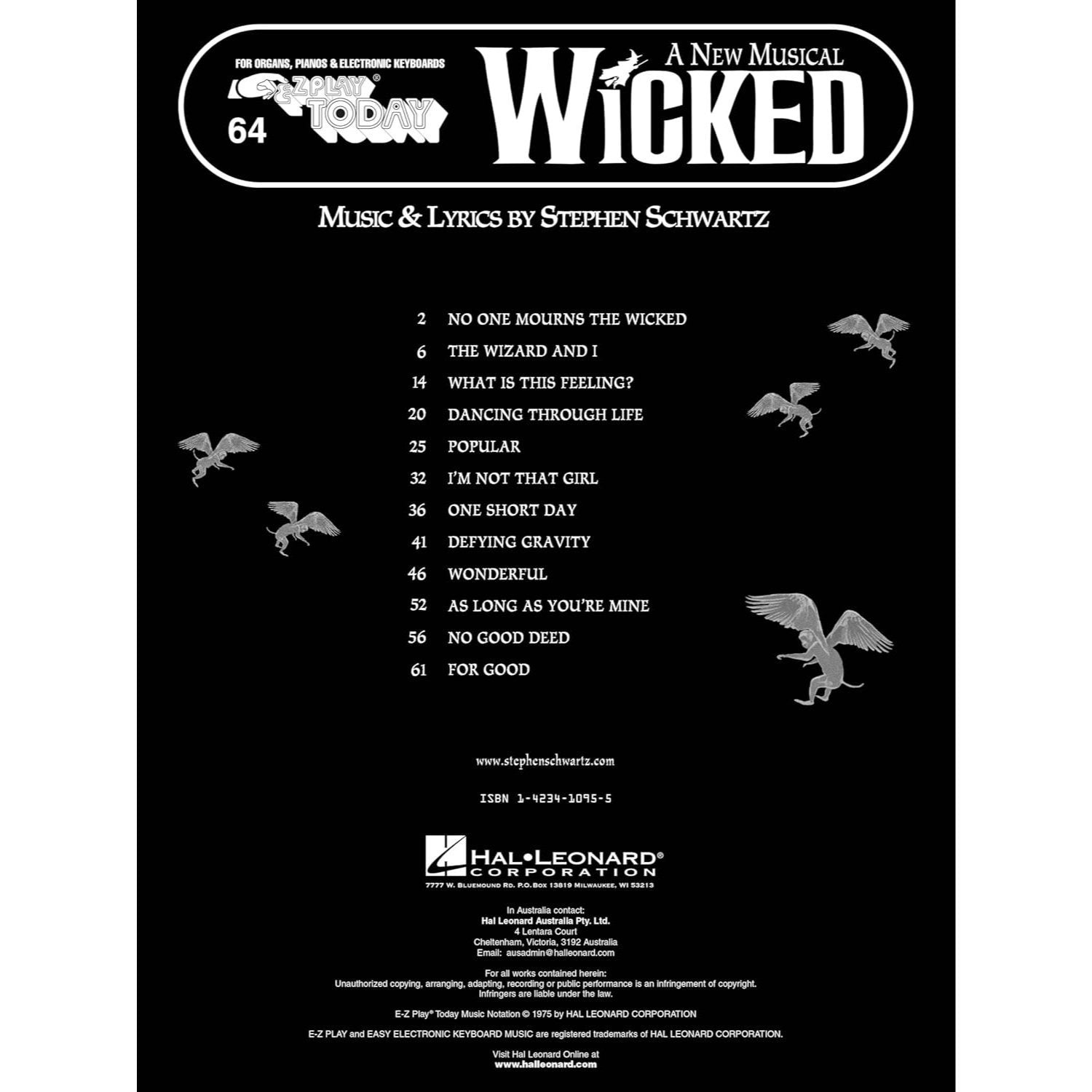 Wicked - A New Musical: E-Z Play Today Volume 64