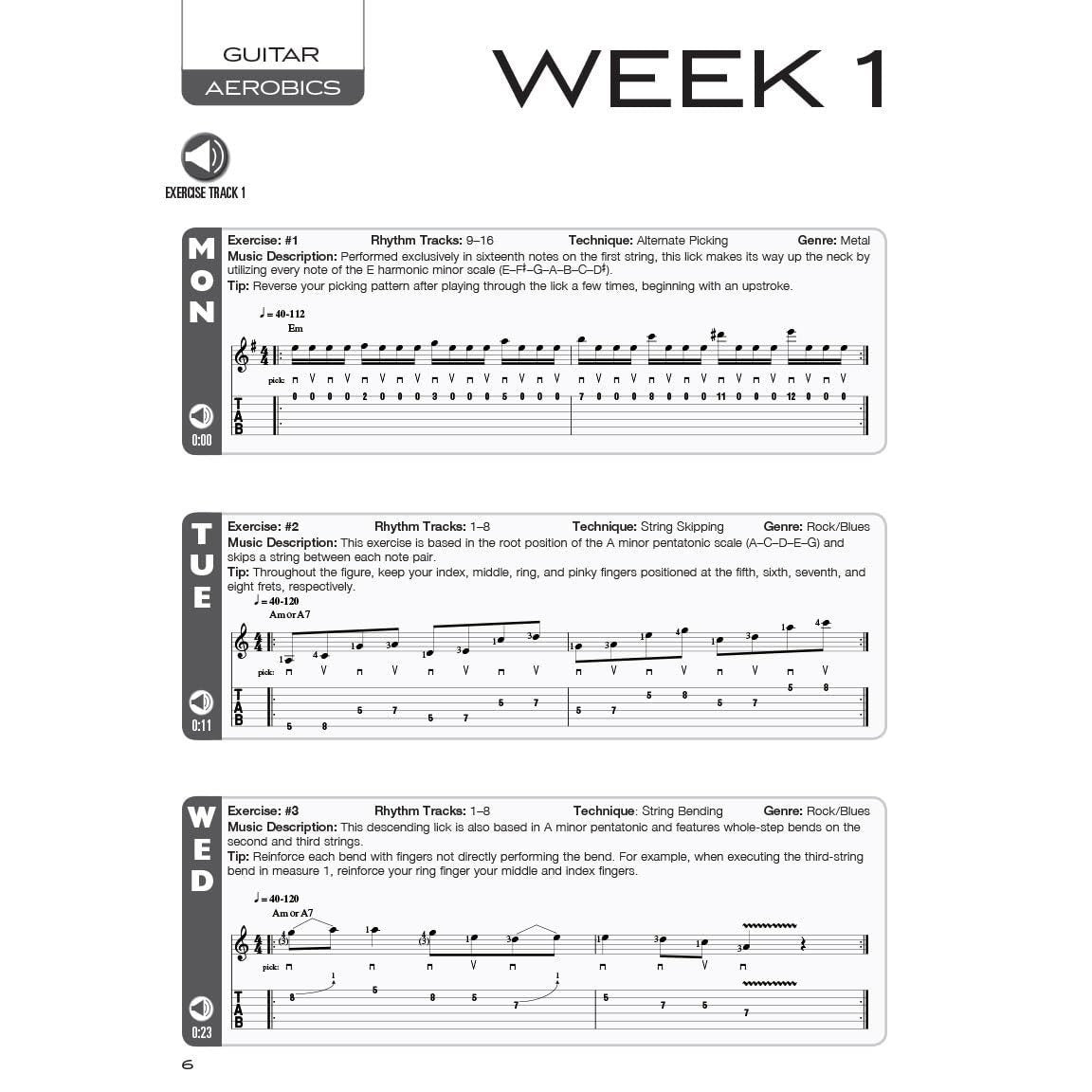 Guitar Aerobics: A 52-Week, One-Lick-Per-Day Workout Program for Developing, Improving & Maintaining Guitar Technique