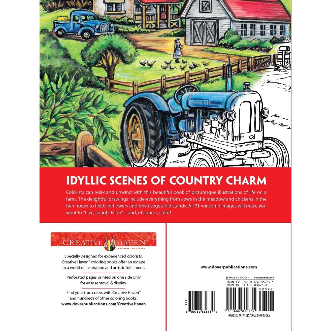 Creative Haven Country Farm Scenes Coloring Book
