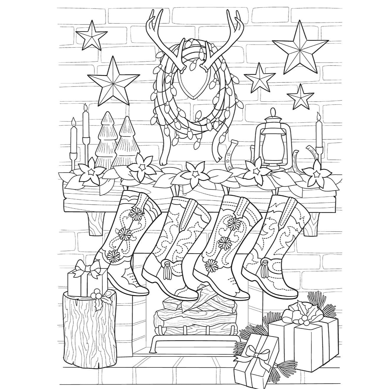 Creative Haven Country Western Christmas Coloring Book