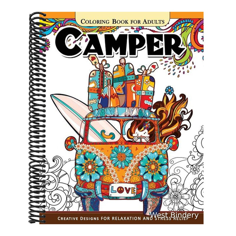 Camper Coloring Book for Adults: Let Color me the camping ! Van, Forest and Flower Design