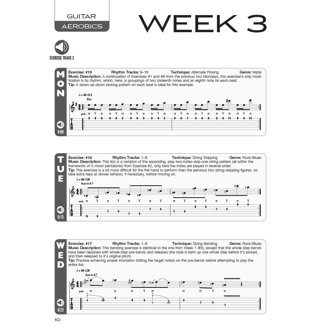 Guitar Aerobics: A 52-Week, One-Lick-Per-Day Workout Program for Developing, Improving & Maintaining Guitar Technique