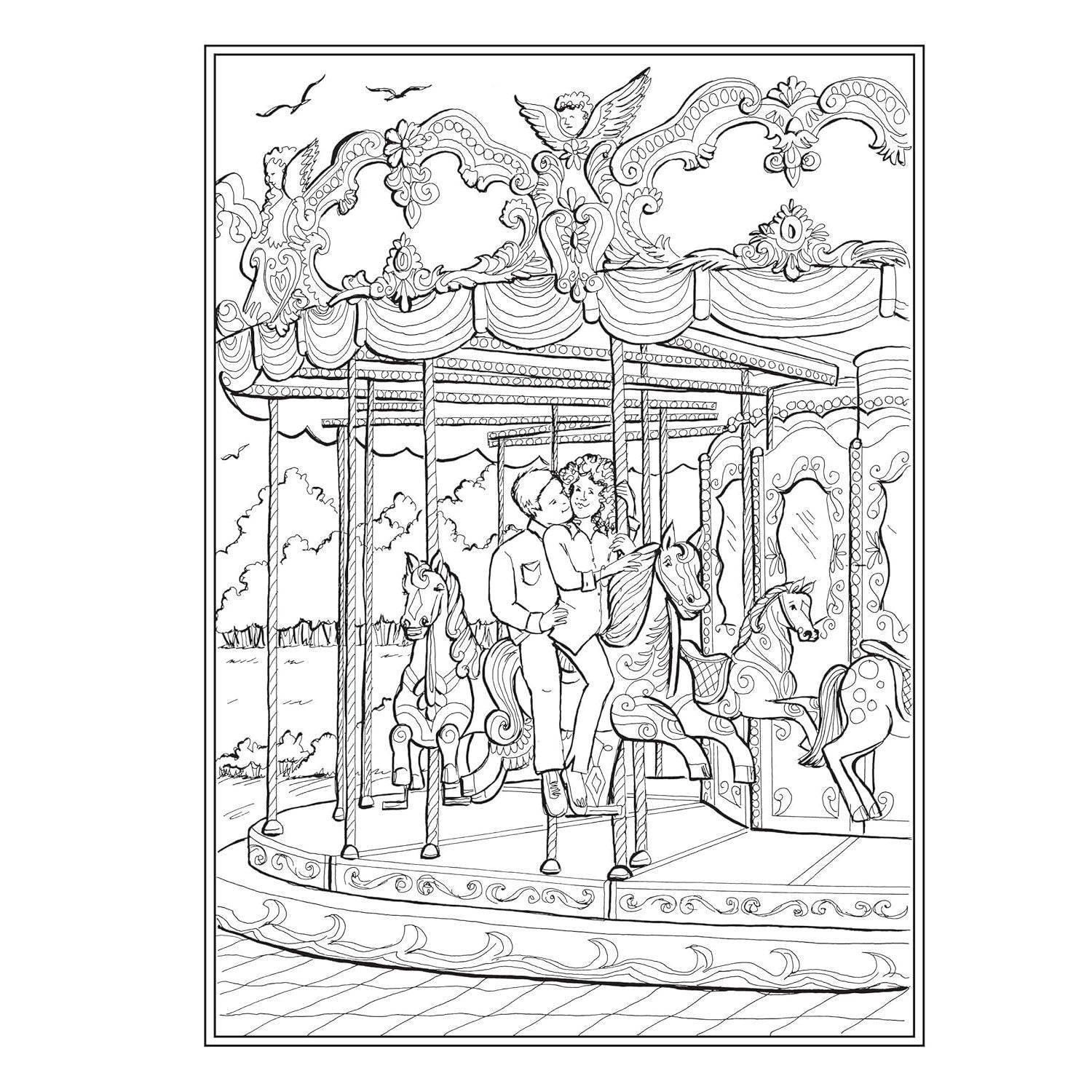 Creative Haven Romantic Country Scenes Coloring Book (Spiral Bound)