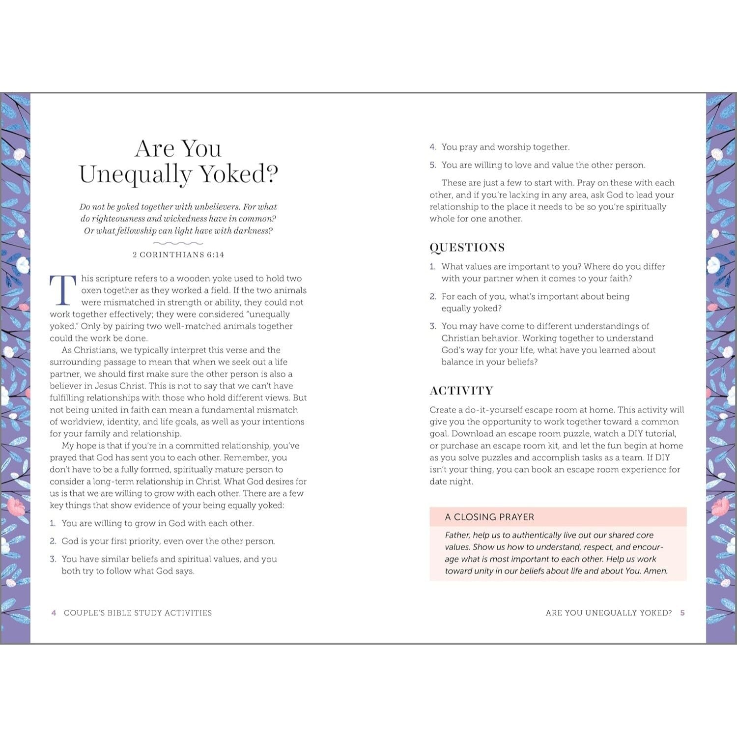Couple's Bible Study Activities: 70 Engaging Activities to Connect with Your Faith and Each Other (Spiral Bound)