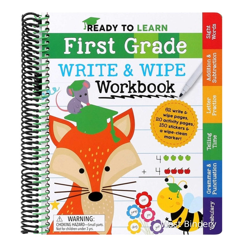 Ready to Learn: First Grade Write and Wipe Workbook: Fractions, Measurement, Telling Time, Descriptive Writing, Sight Words, and More!