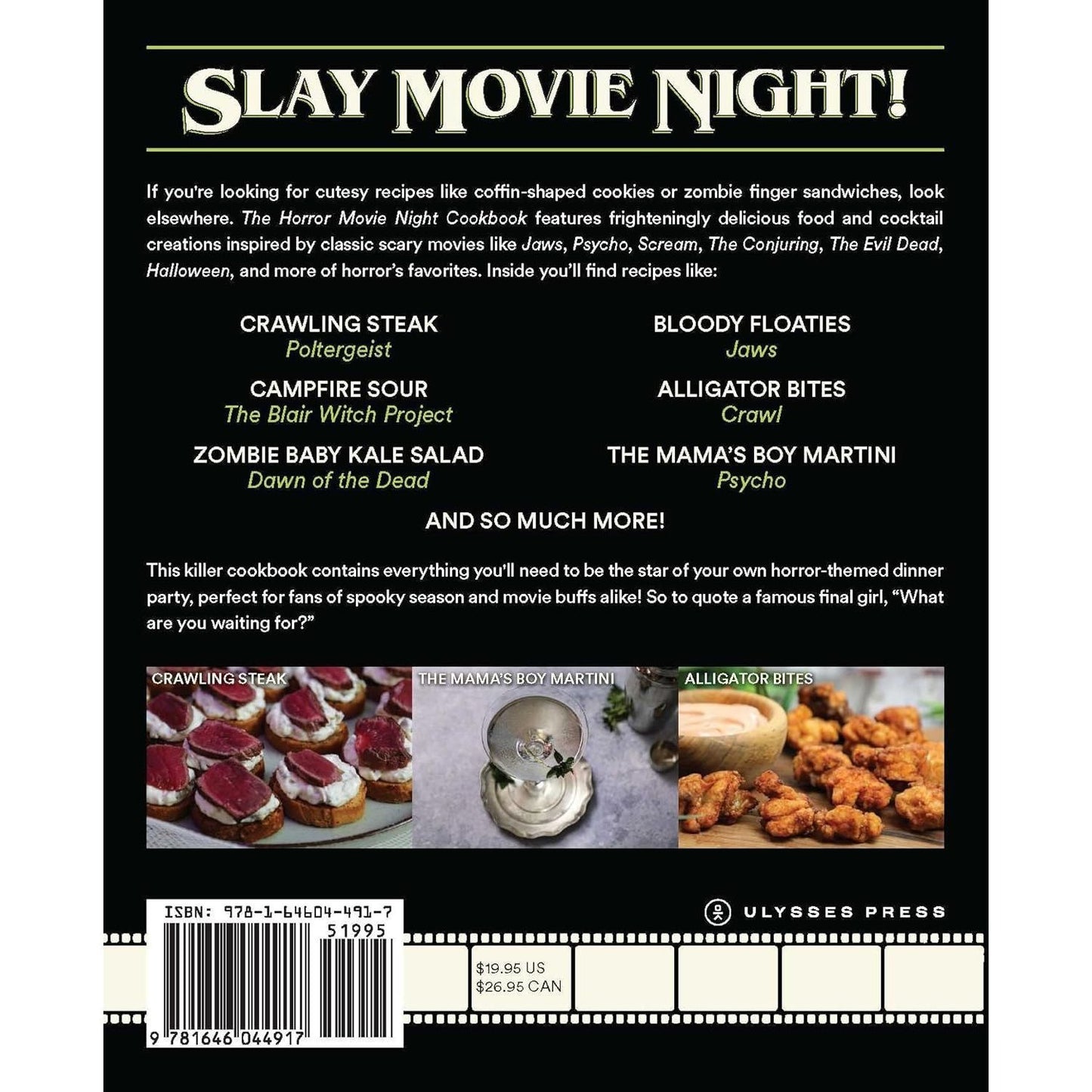 The Horror Movie Night Cookbook: 60 Deliciously Deadly Recipes Inspired by Iconic Slashers, Zombie Films, Psychological Thrillers, Sci-Fi Spooks, and More