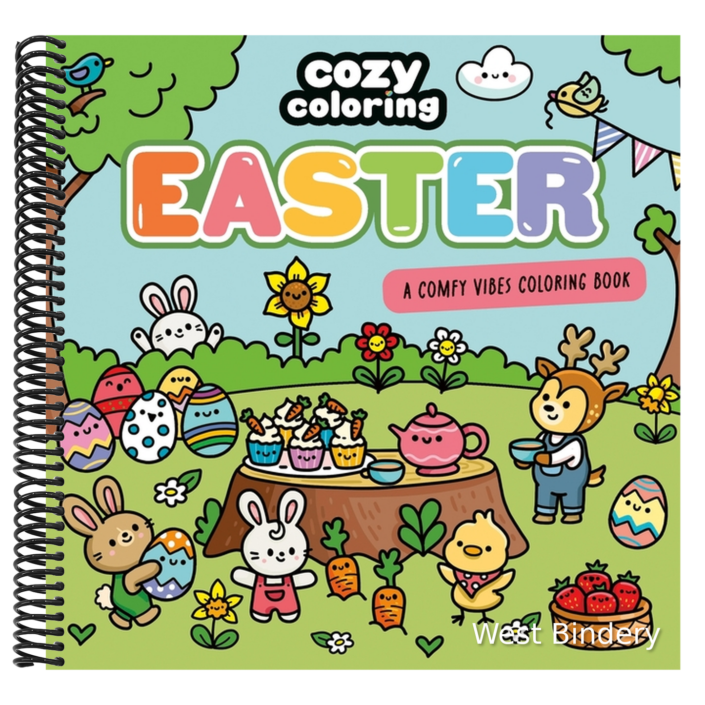 Cozy Coloring: Easter: A Comfy Vibes Coloring Book for Adults and Kids: Simple, Relaxing Pages Featuring Bouncing Bunnies, Hidden Eggs, and Spring Flo