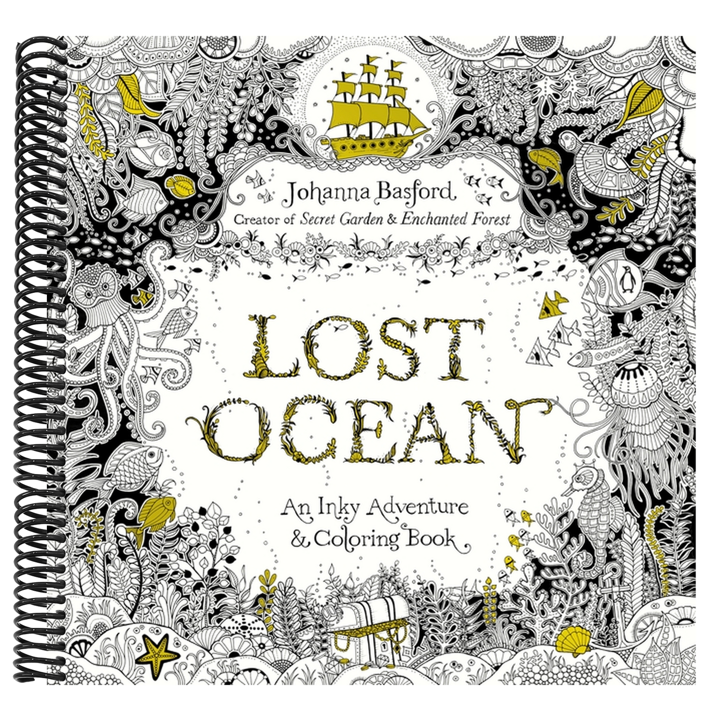 Lost Ocean: An Inky Adventure and Coloring Book for Adults (Spiral Bound)