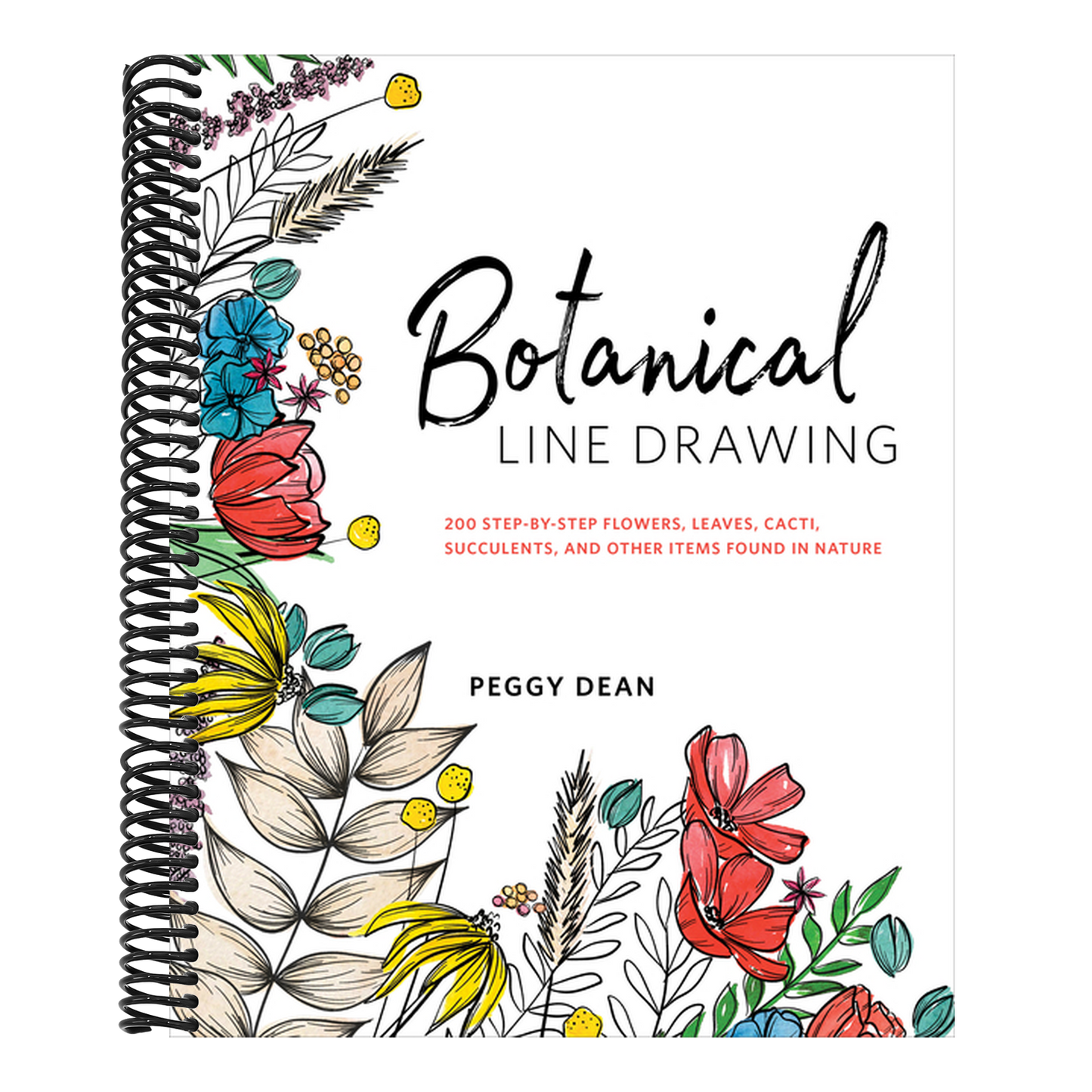 Botanical Line Drawing: 200 Step-By-Step Flowers, Leaves, Cacti, Succulents, and Other Items Found in Nature (Spiral Bound)