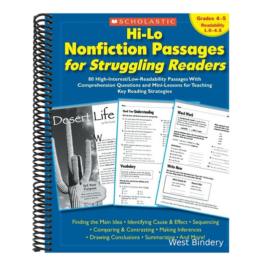 Hi-Lo Nonfiction Passages for Struggling Readers: Grades 4-5: 80 High-Interest/Low-Readability Passages with Comprehension Questions and Mini-Lessons