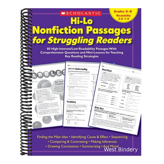 Hi-Lo Nonfiction Passages for Struggling Readers: Grades 6-8: 80 High-Interest/Low-Readability Passages with Comprehension Questions and Mini-Lessons