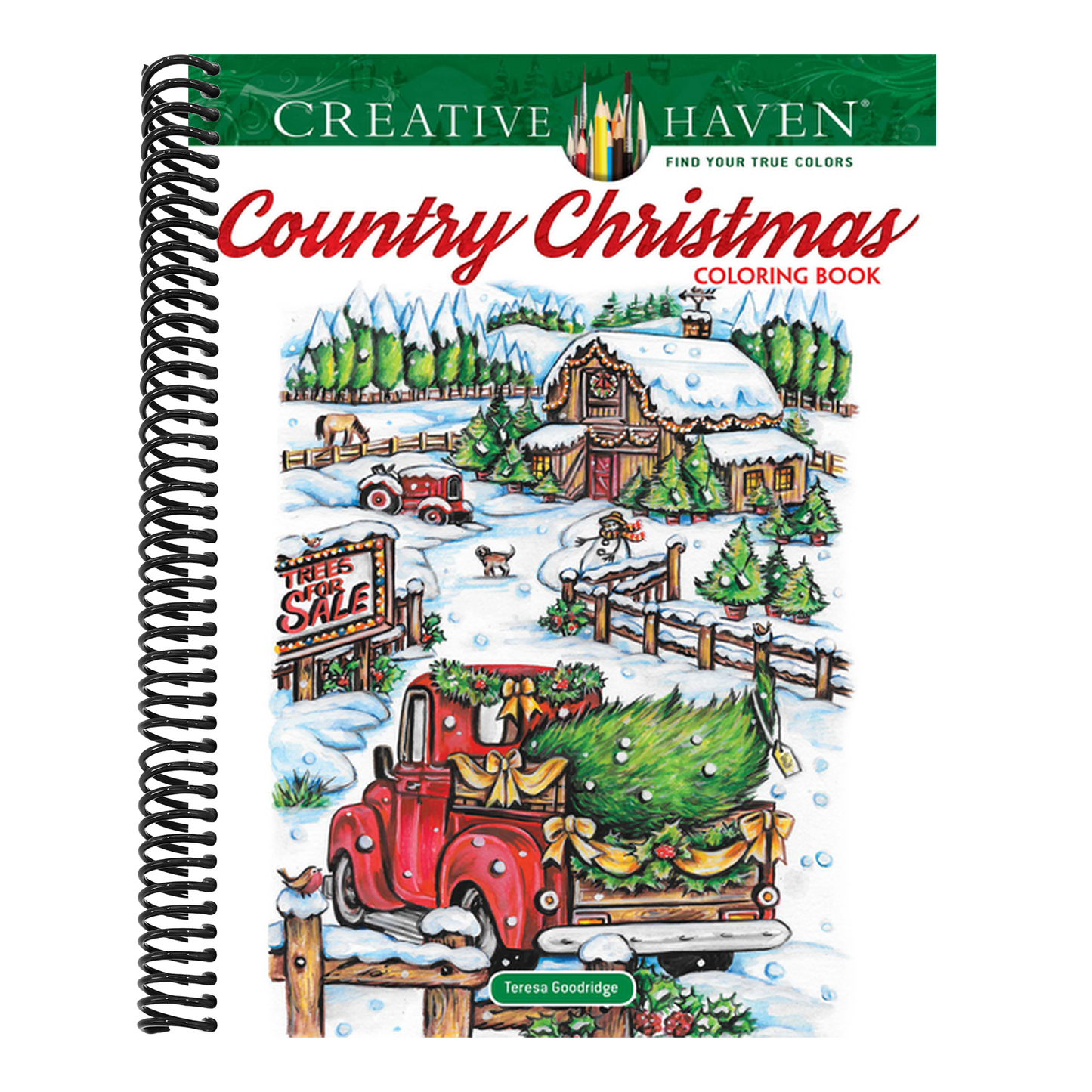Creative Haven Country Christmas Coloring Book (Spiral Bound)