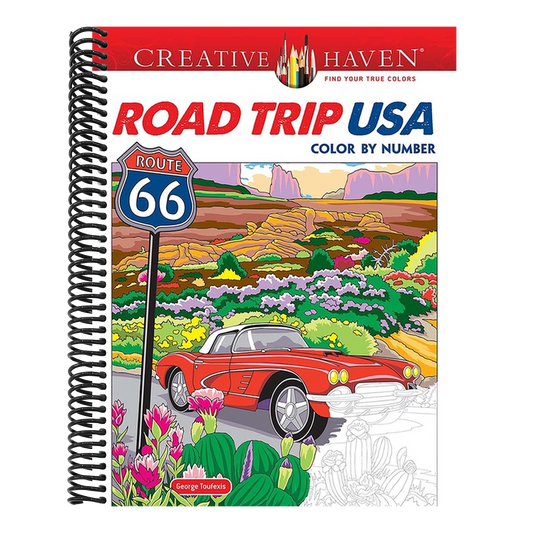 Creative Haven Road Trip USA Color by Number (Adult Coloring Books: USA) (Spiral Bound)