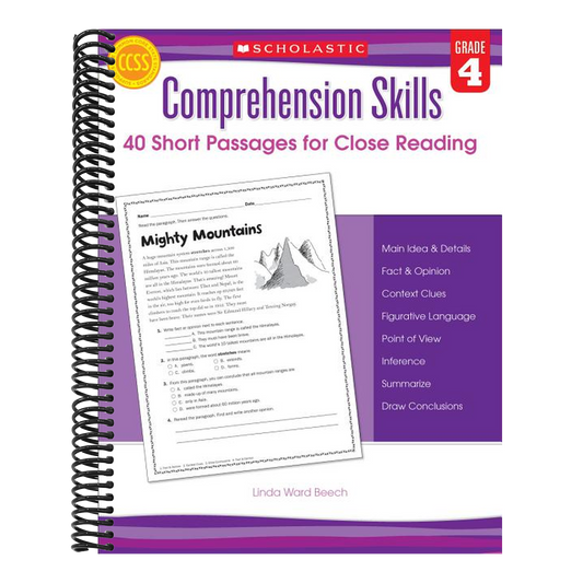 Comprehension Skills: 40 Short Passages for Close Reading: Grade 4 (Spiral Bound)