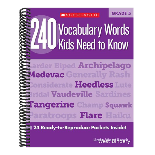 240 Vocabulary Words Kids Need to Know: Grade 5: 24 Ready-To-Reproduce Packets Inside!