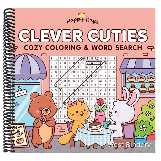 Clever Cuties: Cozy Coloring & Word Search Book: Sweet and Simple Coloring & Word Search for Adults and Kids