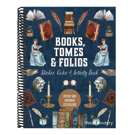 Books, Tomes & Folios Sticker, Color & Activity Book: Over 500 Unique Stickers