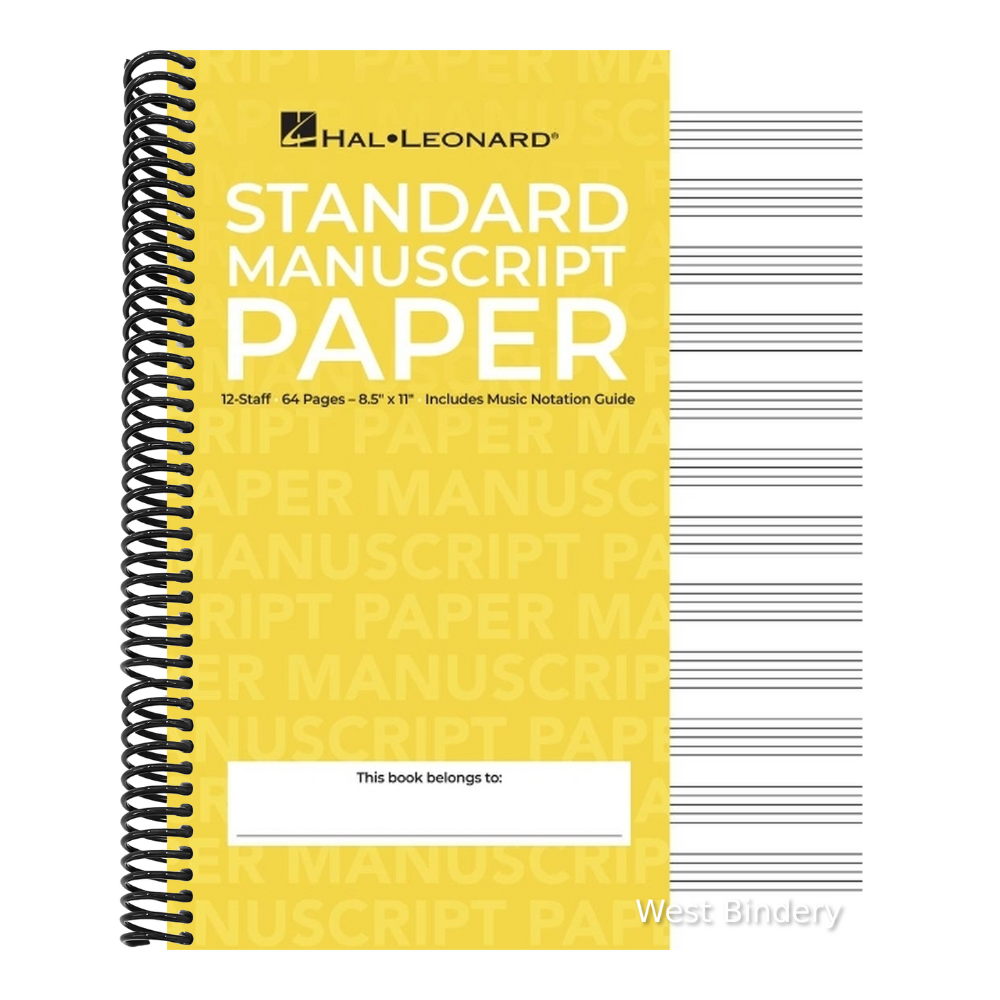 Standard Manuscript Paper Yellow Cover 12 Staves Per Page Hal Leonard Music Notation Guide for Composers and Students