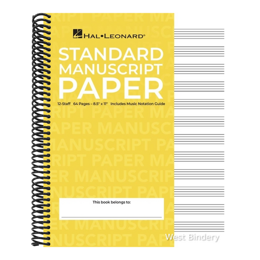 Standard Manuscript Paper Yellow Cover 12 Staves Per Page Hal Leonard Music Notation Guide for Composers and Students