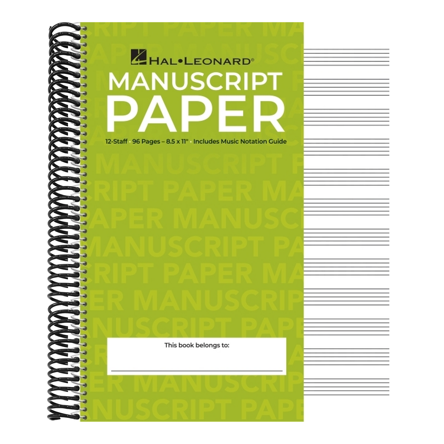 Standard Wirebound Manuscript Paper Green Cover 12 Staves Per Page Music Notation Guide for Composers Students and Musicians Hal Leonard Spiral-Bound (Spiral Bound)