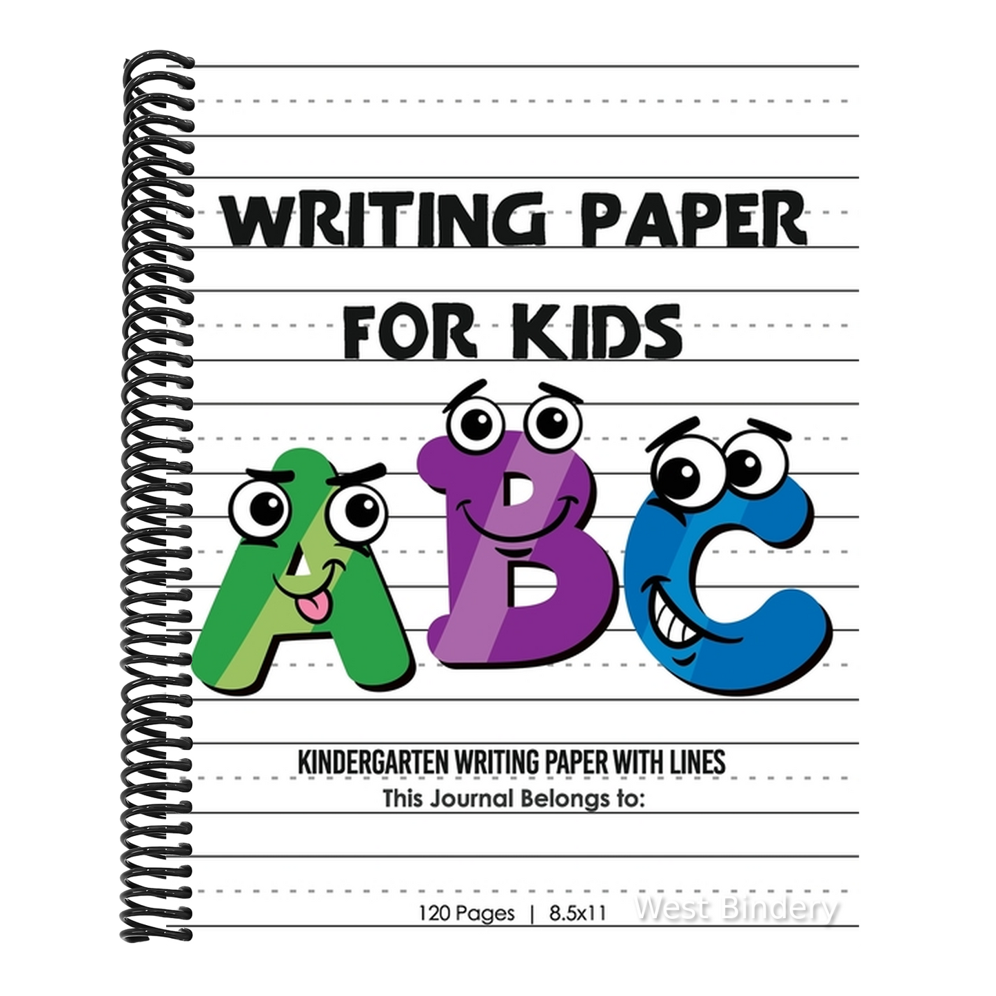 Kindergarten writing paper with lines for ABC kids: 120 Blank handwriting practice paper with dotted lines