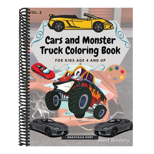 Cars and Monster Truck Coloring Book For kids age 4 and Up: Fun Coloring book with amazing Cars and Monster Trucks