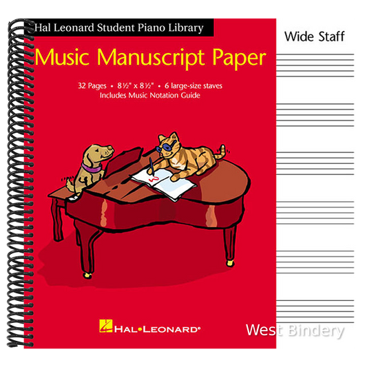 Hal Leonard Student Piano Library Wide Staff Manuscript Paper Music Notebook for Piano Students and Composers with Music Notation Guide