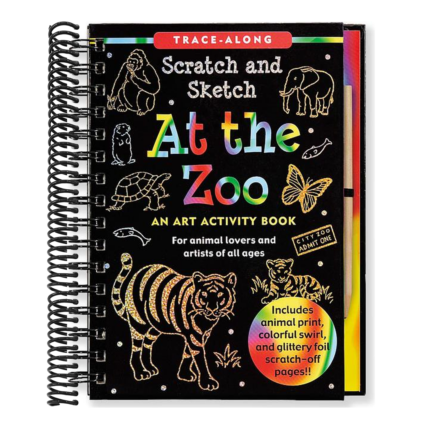 Scratch & Sketch at the Zoo (Trace-Along) [With Wooden Stylus] (Trace-Along Scratch and Sketch) (Spiral Bound)