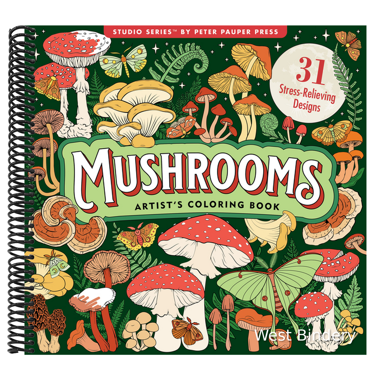 Mushrooms Adult Coloring Book (31 One-Sided Designs on Thick Paper)