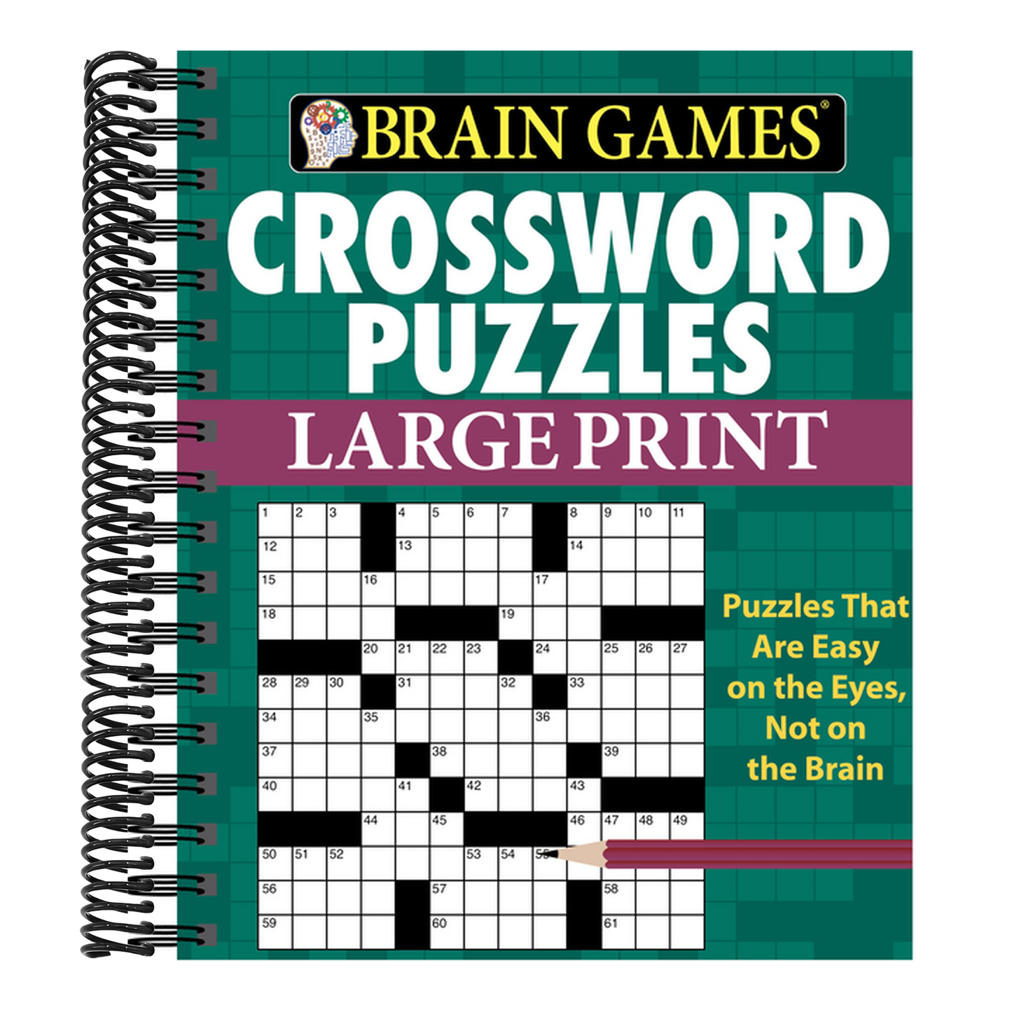 Brain Games - Crossword Puzzles - Large Print (Green)
