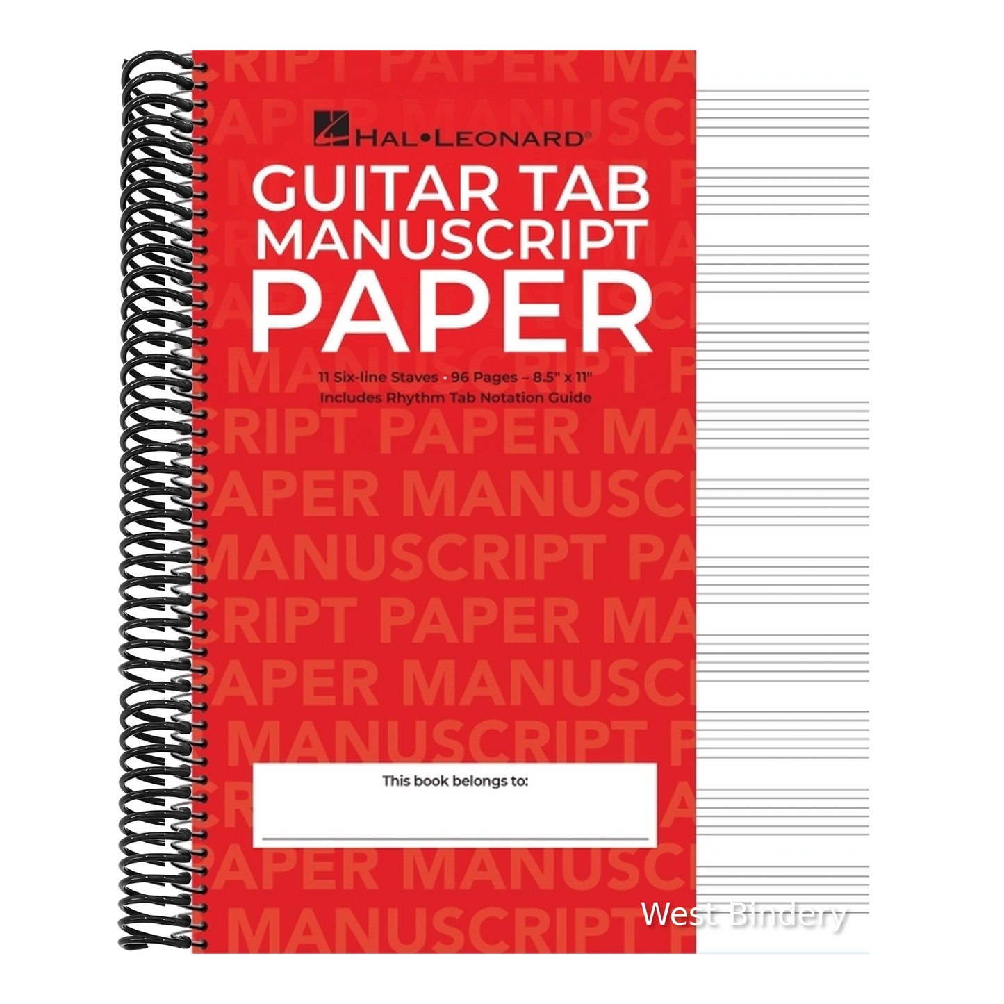 Guitar Tablature Manuscript Paper Wire-Bound Blank Sheet Music Book 11 Tablature Staves Per Page for Guitarists and Composers