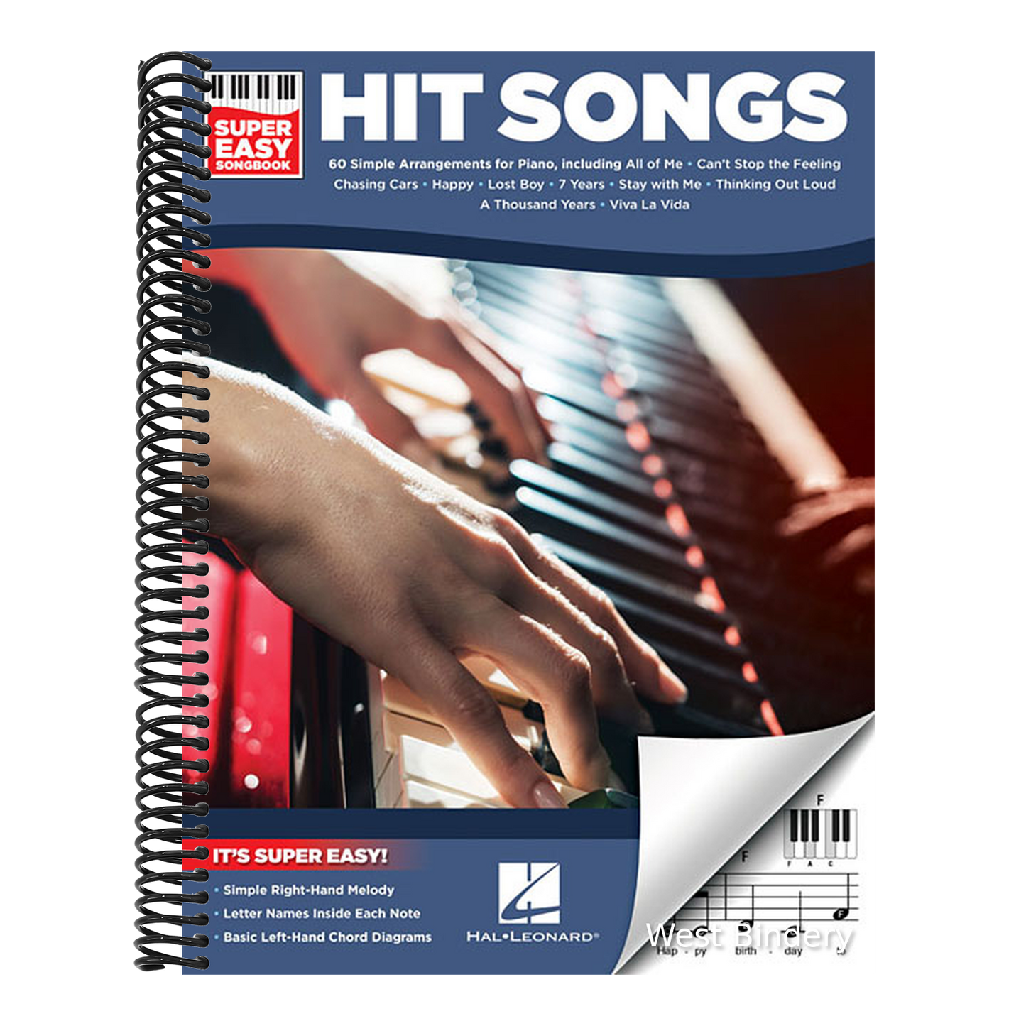 Hit Songs - Super Easy Songbook - Piano Sheet Music Book with 60 Hits - Piano Chord Book with Simple Right-Hand Melodies - Super Simple Song Collectio
