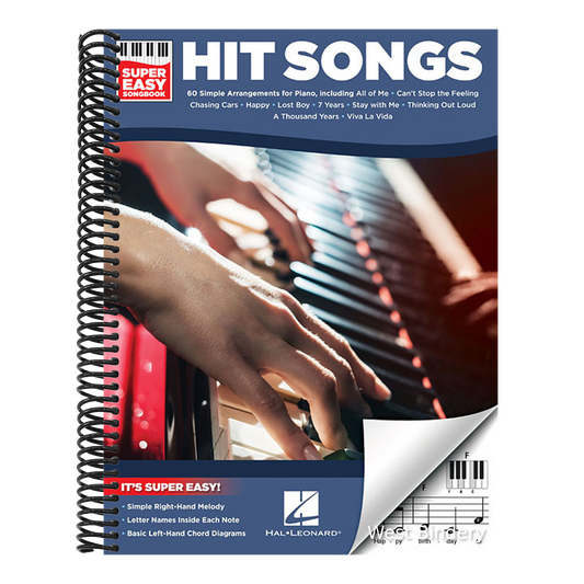 Hit Songs - Super Easy Songbook - Piano Sheet Music Book with 60 Hits - Piano Chord Book with Simple Right-Hand Melodies - Super Simple Song Collectio