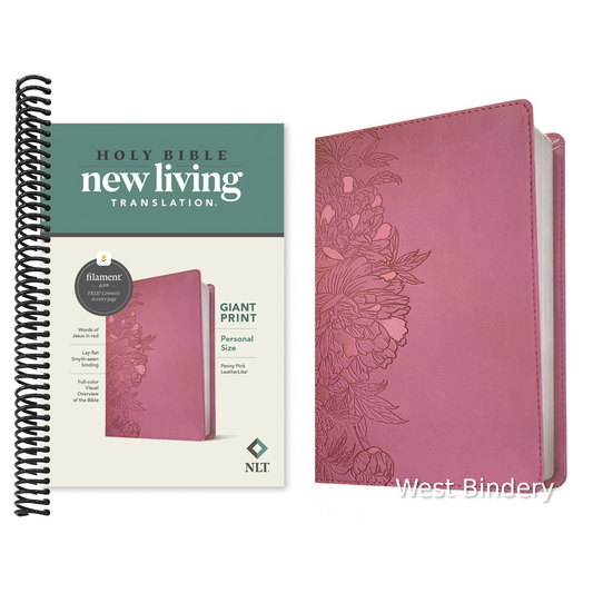 NLT Personal Size Giant Print Bible, Filament Enabled Edition (Red Letter, Leatherlike, Peony Pink)