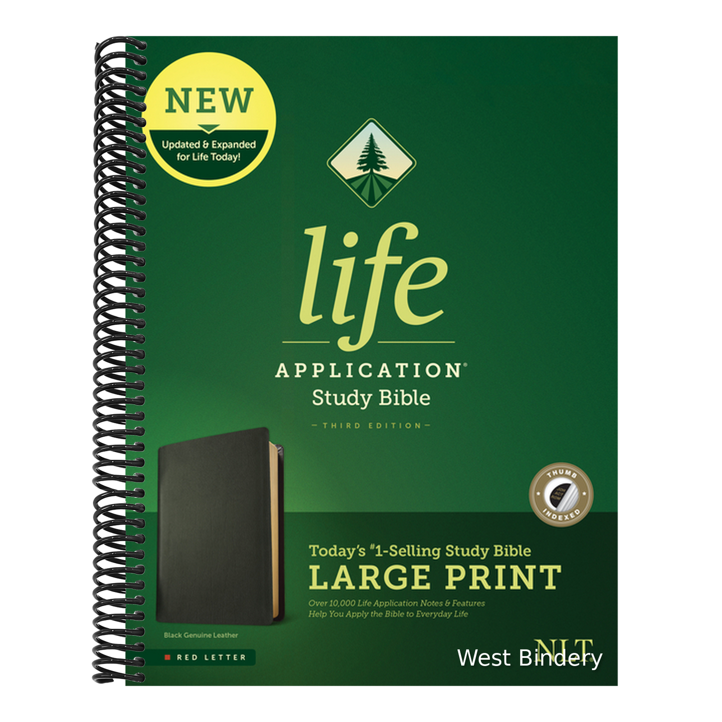 NLT Life Application Study Bible, Third Edition, Large Print (Red Letter, Genuine Leather, Black, Indexed)