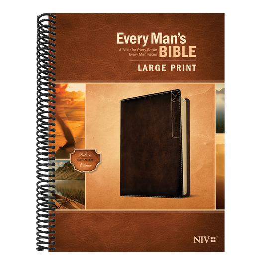 Every Man's Bible Niv, Large Print, Deluxe Explorer Edition (Leatherlike, Rustic Brown)