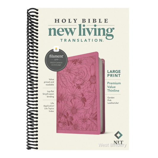 NLT Large Print Premium Value Thinline Bible, Filament Enabled (Leatherlike, Garden Pink)