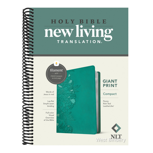 NLT Compact Giant Print Bible, Filament Enabled (Leatherlike, Peony Rich Teal, Red Letter)