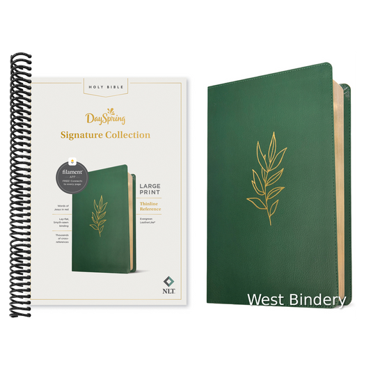 NLT Large Print Thinline Reference Bible, Dayspring Signature Collection, Filament Enabled (Leatherlike, Evergreen, Red Letter)