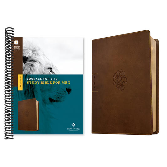 NLT Courage for Life Study Bible for Men, Filament Enabled (Leatherlike, Rustic Brown Lion)