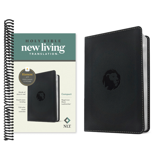 NLT Compact Bible, Filament Enabled (Leatherlike, Regal Lion Black, Red Letter)