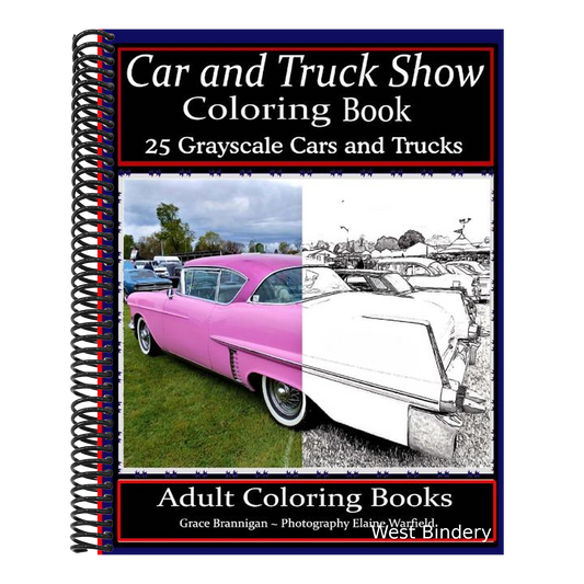 Car and Truck Show Coloring Book 25 Grayscale Cars and Trucks: Adult Coloring Books